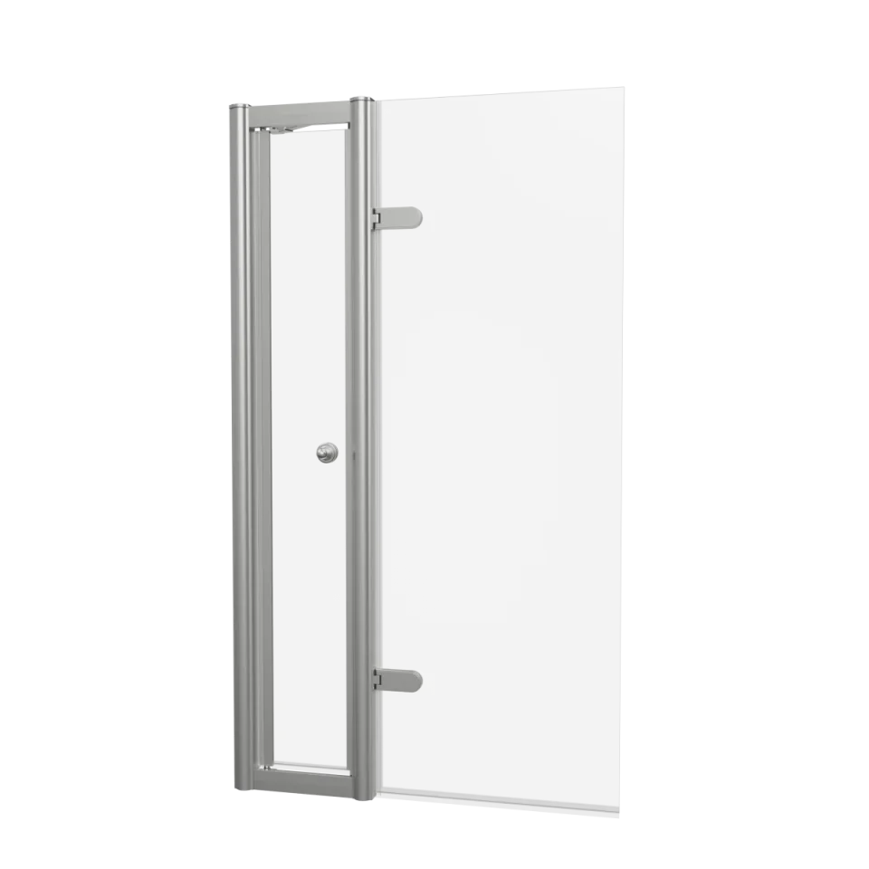 Burlington Classique Hinged Bath Screen With Access Door 850 And Victorian 1850 Handle Brushed Nickel product image - Image 3