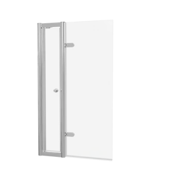 Burlington Classique Hinged Bath Screen With Access Door 850 And Guild 1909 Handle Brushed Nickel detail view - Image 2