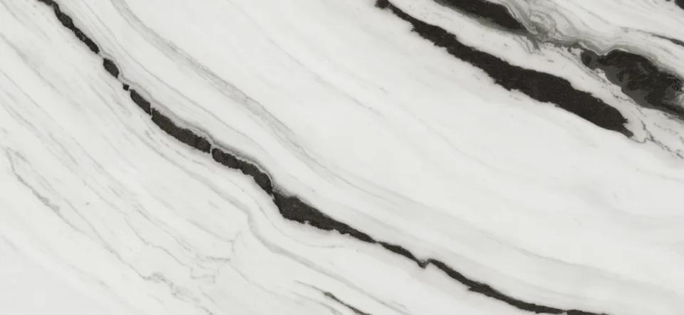 European Tiles Pietra PANDA White 6MM 120 X 260 Continuous Veiwing Rectified Polished Tile detail view - Image 5