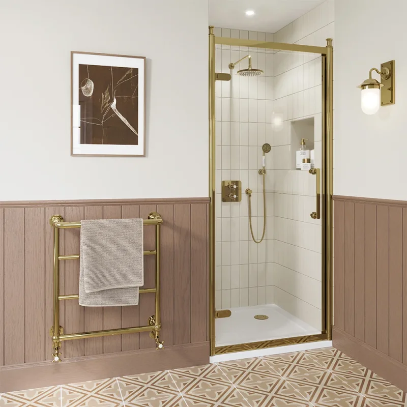 Burlington Classique Hinged Door 800 Gold product image - Image 3
