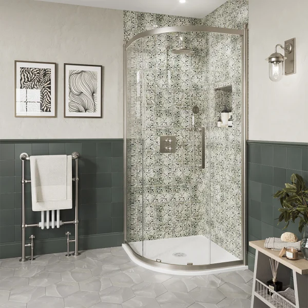 Burlington Classique Single Quadrant Door A 900 X 900 Moving Door Brushed Nickel