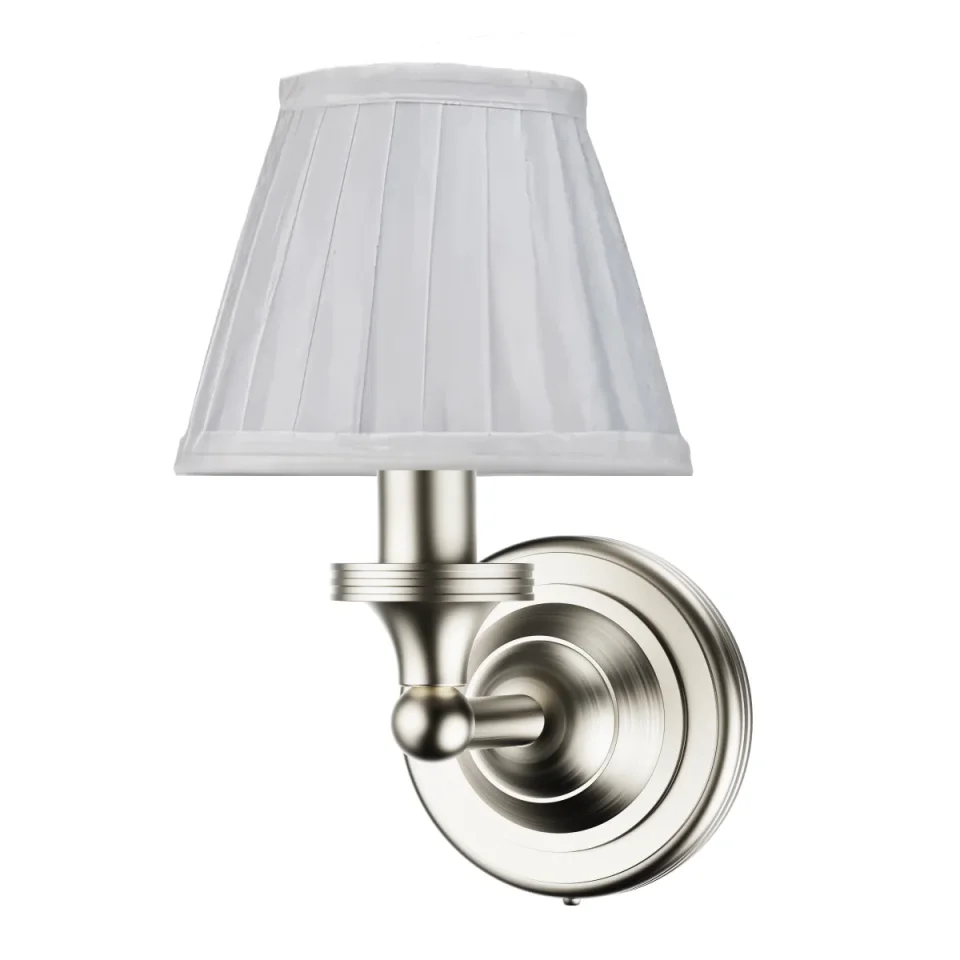Burlington Round Base White Fine Pleated Shade Brushed Nickel product image - Image 5