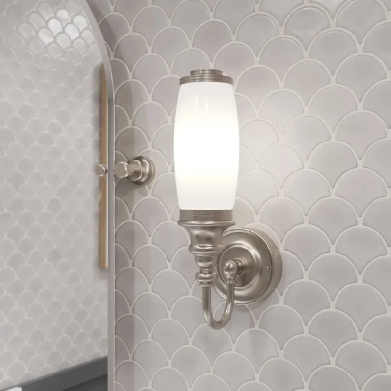 Burlington Ornate Base Tube Frosted Glass Shade Brushed Nickel product image - Image 4