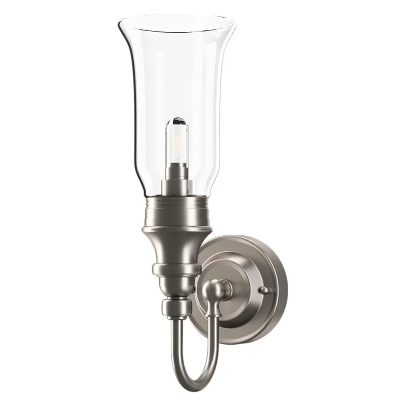 Burlington Ornate Base Vase Clear Glass Shade Brushed Nickel product image - Image 3