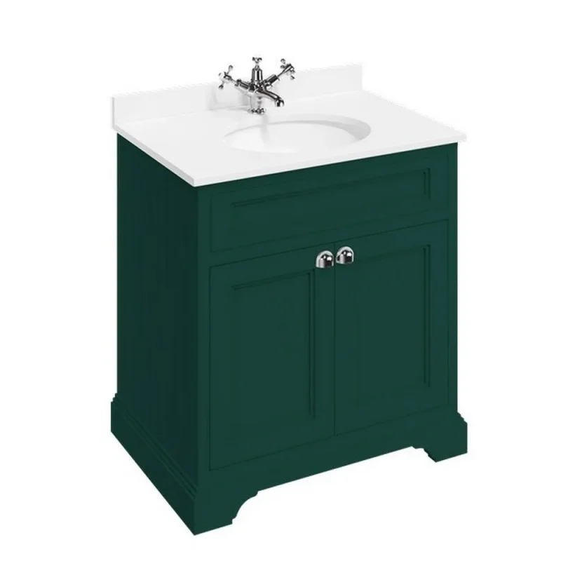 Burlington Freestanding Basin Unit 750 Doors Matt Green detail view - Image 2