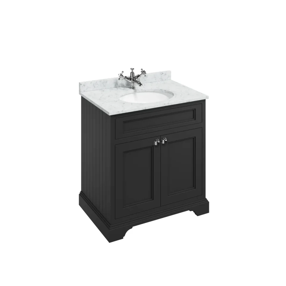 Burlington Freestanding Basin Unit 750 With Doors Matt Black product image - Image 3