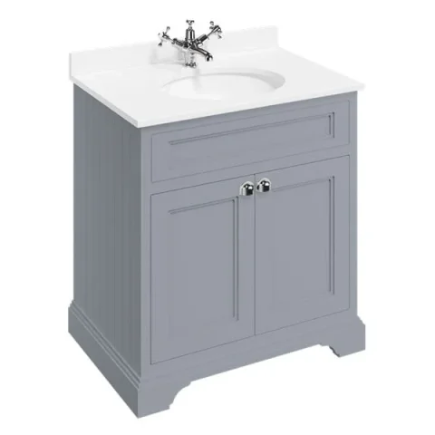 Burlington Freestanding Basin Unit 750 Doors Matt Grey detail view - Image 3