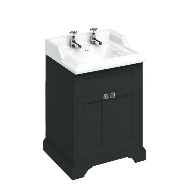 Burlington Freestanding Basin Unit With Doors Matt Black product image - Image 2