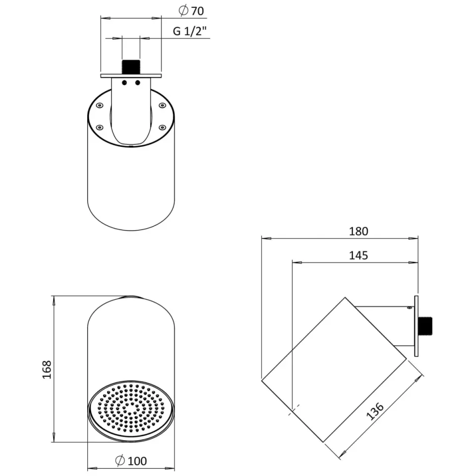 Crosswater Revive Single Mode Showerhead Chrome detail view - Image 2