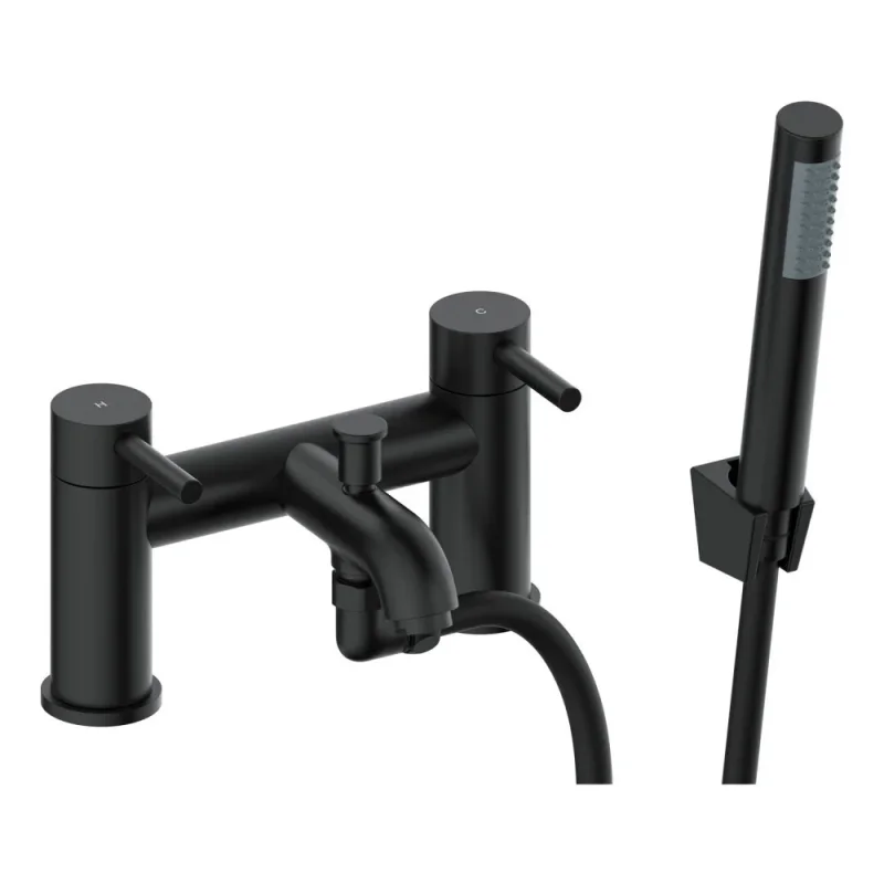 Britton Greenwich 2 Tap Hole Bath Shower Mixer Matt Black detail view - Image 3