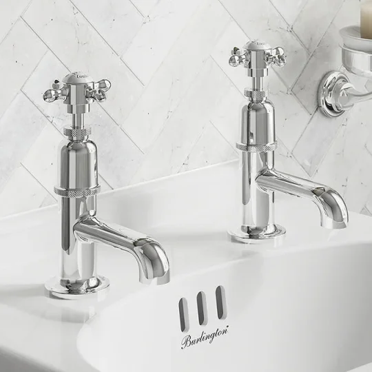 Burlington Guild Basin Pillar Tap Chrome detail view - Image 2