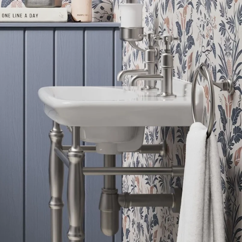 Burlington Guild Basin Pillar Tap Brushed Nickel detail view - Image 3