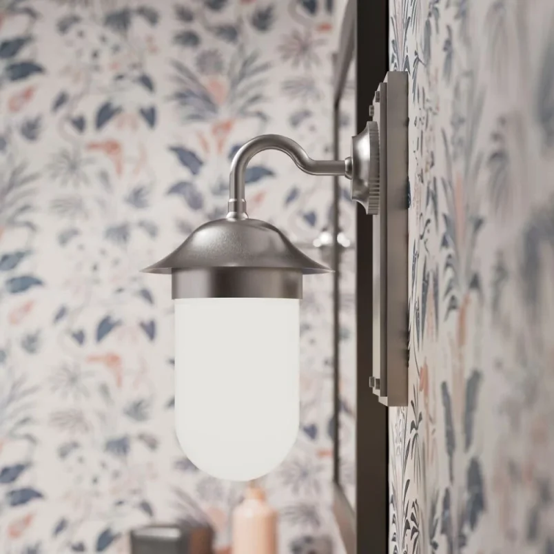 Burlington Guild Wall Light & Frosted Glass Brushed Nickel detail view - Image 3