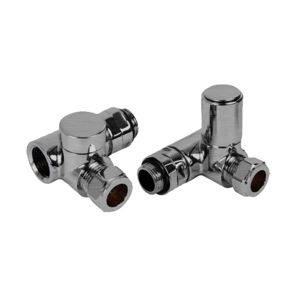 Ava Dual Fuel Corner 1/2 Radiator Valves Brushed Stainless