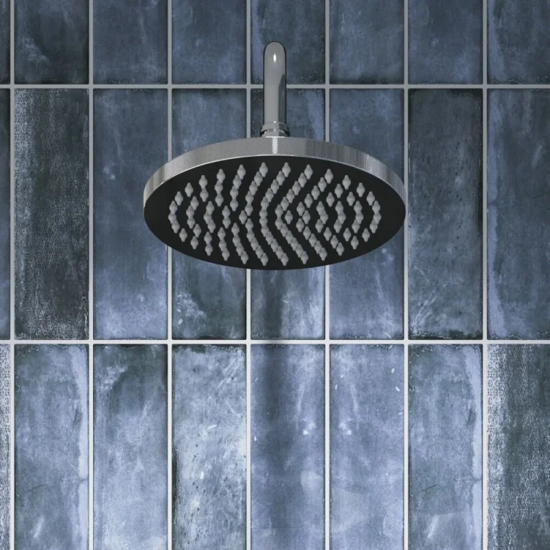 Burlington Guild Square Thermostatic Single Outlet Concealed Shower Valve With Fixed Shower Arm And Head Chrome detail view - Image 2