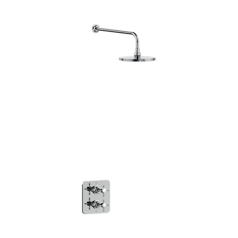 Burlington Guild Square Thermostatic Single Outlet Concealed Shower Valve With Fixed Shower Arm And Head Chrome product image - Image 4