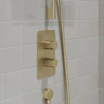 Britton Hoxton 2.0 Shower Mixer Without Diverter Including The Conceal Valve Brushed Brass detail view - Image 2