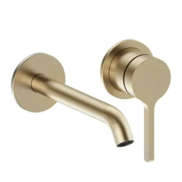 Britton Hoxton 2.0 2 Hole Wall Basin Mixer Brushed Brass product image - Image 2