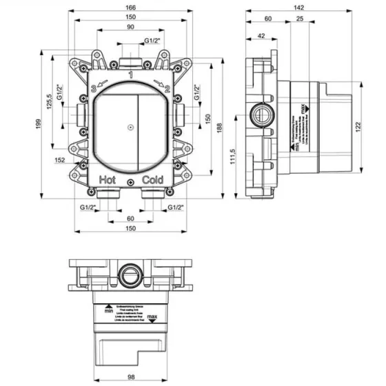 Crosswater Push Shower Set 2 Chrome 200mm detail view - Image 3