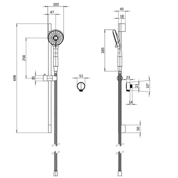 Crosswater Push Shower Set 2 Chrome 200mm