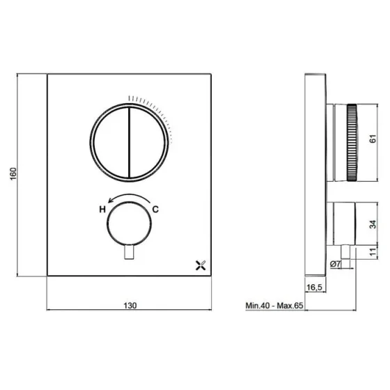 Crosswater Push Shower Set 2 Slate 300mm detail view - Image 3
