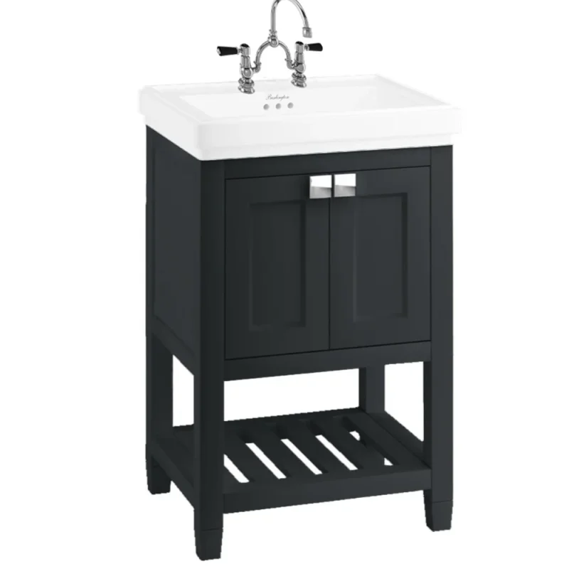 Burlington Riviera 580mm Vanity Matt Black And Chrome Handles product image - Image 3