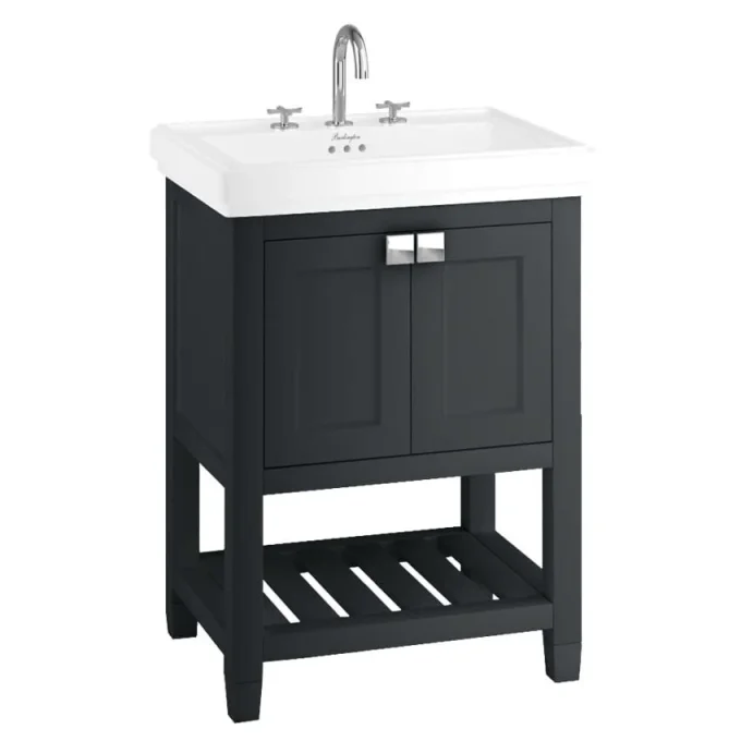 Burlington Riviera 650mm Vanity Matt Black And Chrome Handles product image - Image 3