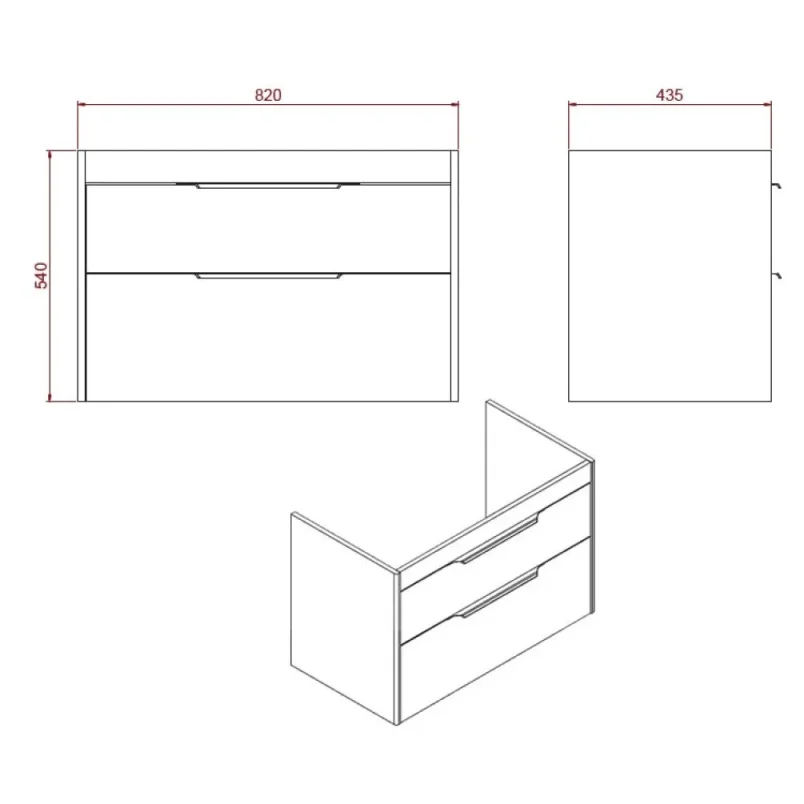Britton Shoreditch Double Drawer Unit 850mm Matt Grey detail view - Image 2