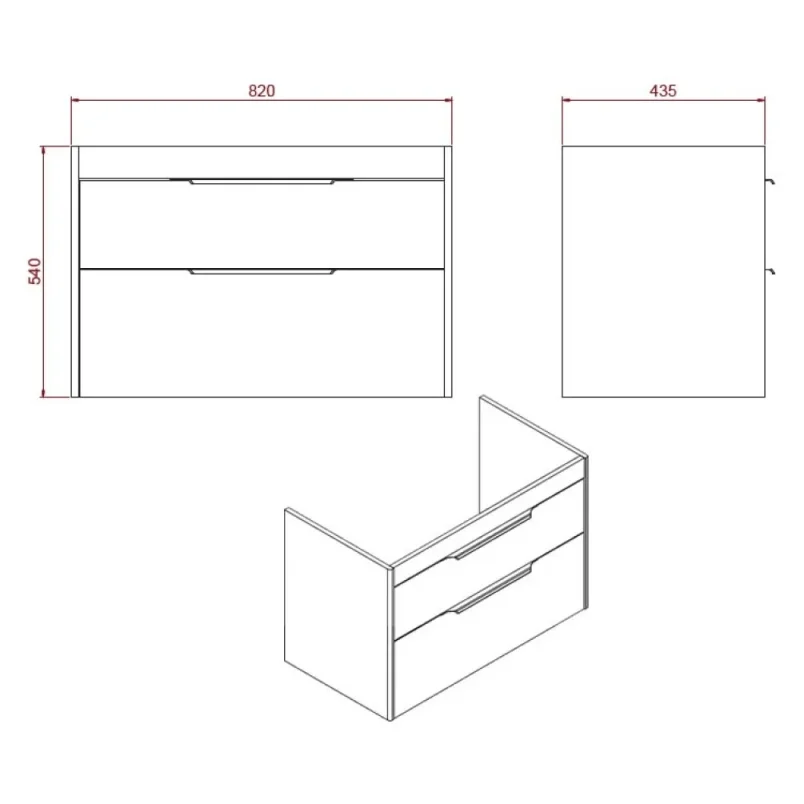 Britton Shoreditch Double Drawer Unit 850mm Matt White detail view - Image 2