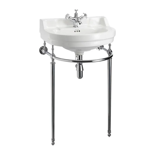 Burlington 56cm Round Basin Wash Stand Chrome detail view - Image 2