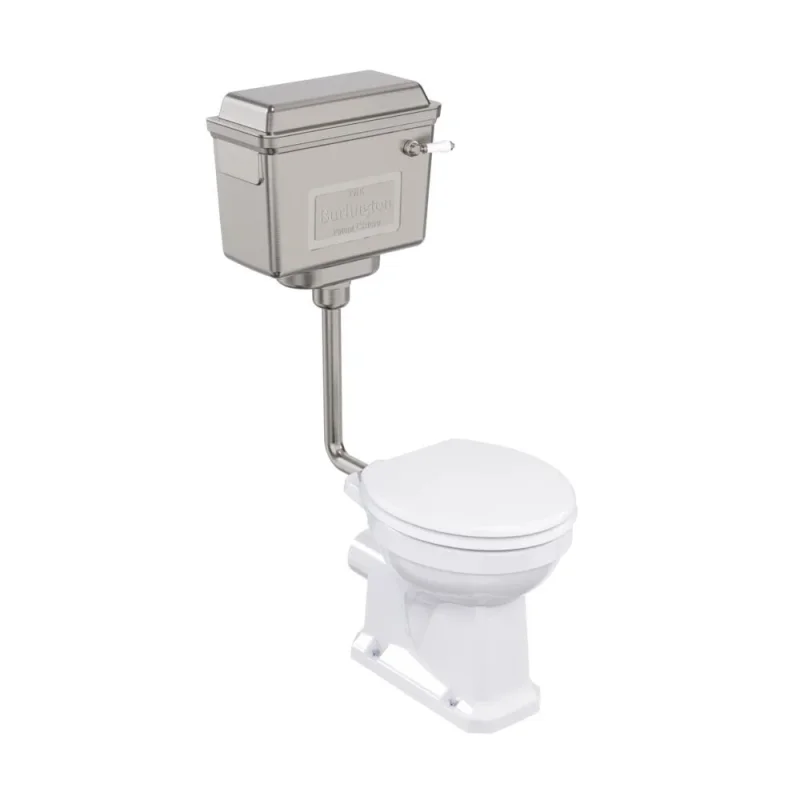 Burlington Brushed Nickel Aluminium Low Level & Medium Level Cistern Including Lever Cistern Fittings detail view - Image 2