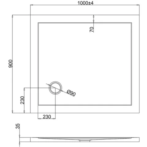 Britton Rectangular Shower Tray 900 X 1000mm detail view - Image 2