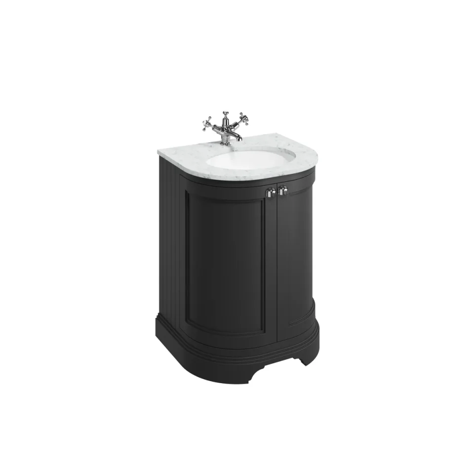 Burlington Freestanding Curved Basin Unit 650 With Doors Matt Black product image - Image 3