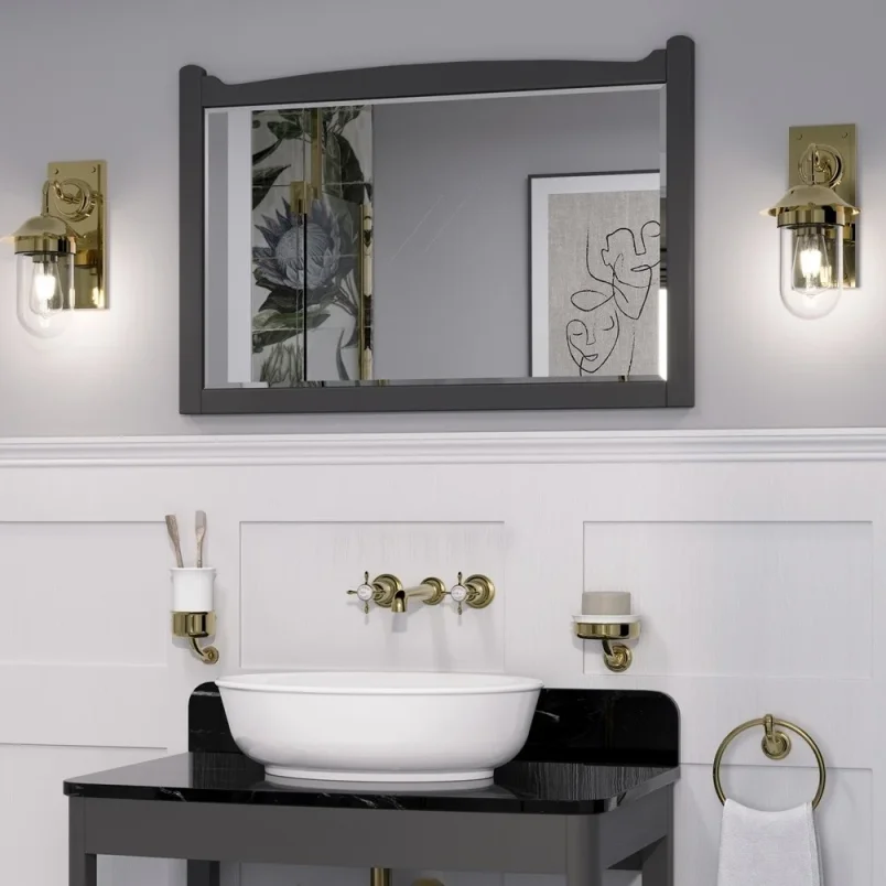 Burlington Guild Mirror 850mm Ashbee Grey detail view - Image 5