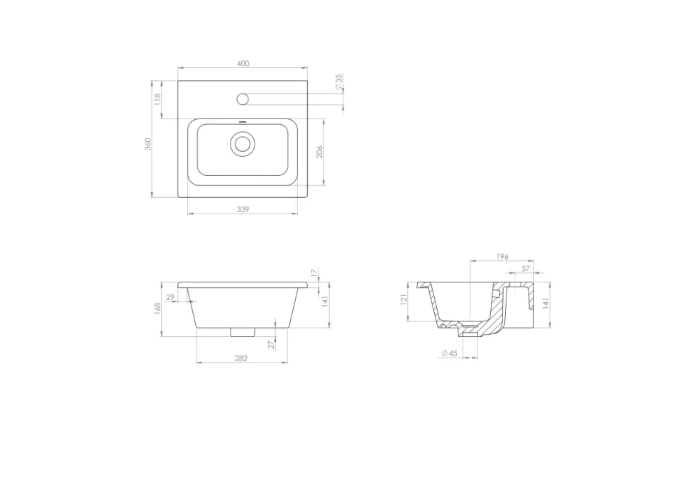 Saneux Uni 40x36cm Washbasin 1th detail view - Image 2