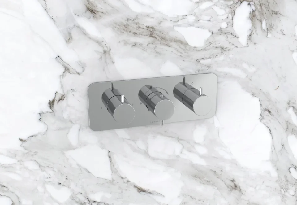 Saneux Eden 3 Way Handles & Plate Finish Kit In Landscape (for Ed021l) - Chrome detail view - Image 3