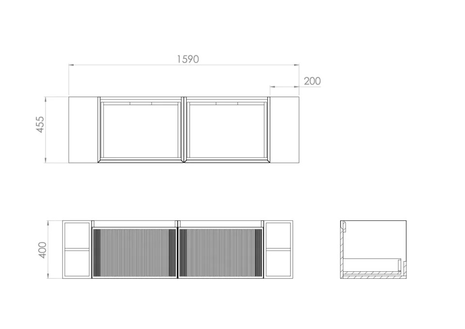 Saneux Monument 160cm Kit - 2 X 80cm 1 Drawer Wall Mounted Unit & 160cm Countertop - Matte Sage detail view - Image 2