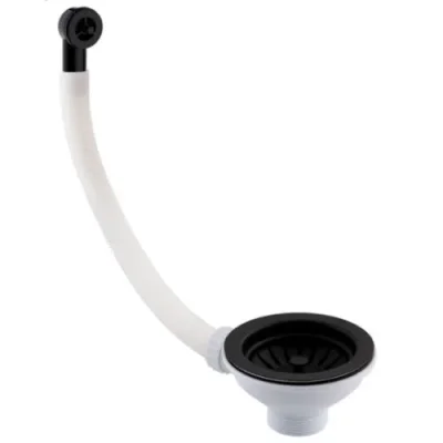 Just Taps Basket Strainer Waste Round Overflow Matt Black detail view - Image 2