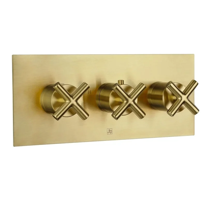 Just Taps Solex Thermostatic Concealed 3 Outlet Shower Valve Horizontal Brushed Brass product image - Image 2