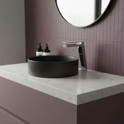 Just Taps Axel Single Lever Tall Basin Mixer Matt White Handle Chrome detail view - Image 2