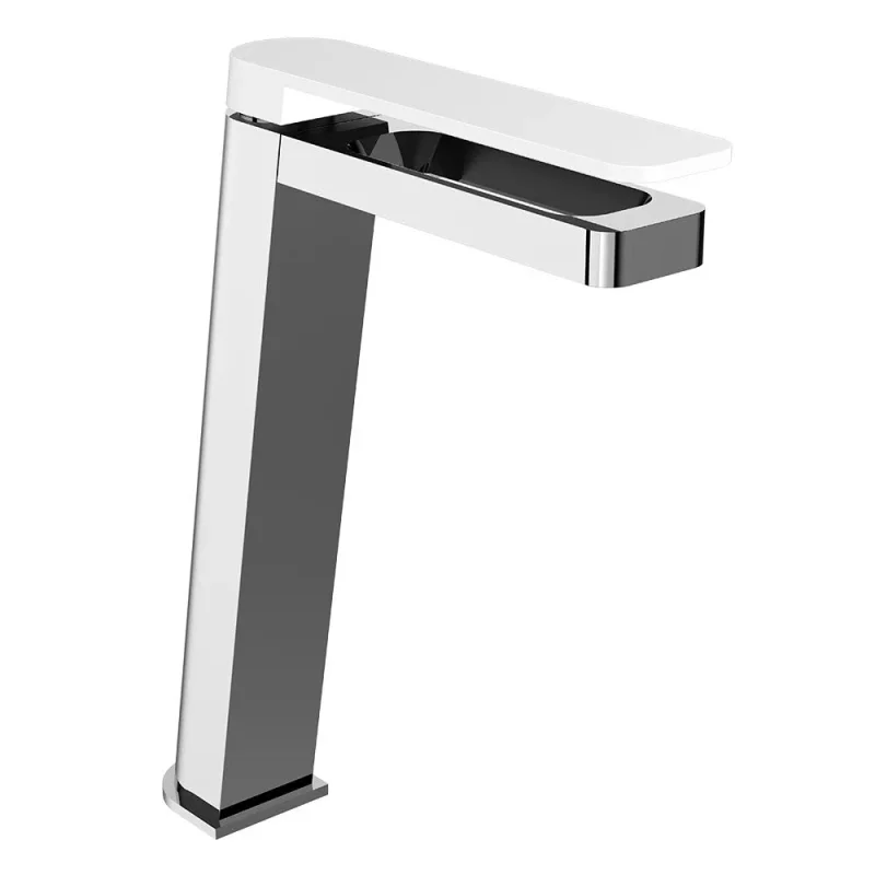 Just Taps Axel Single Lever Tall Basin Mixer Matt White Handle Chrome product image - Image 3
