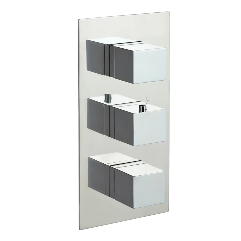 Just Taps Athena Square Shower Valve 3 Handles 2 Outlets Chrome product image - Image 3