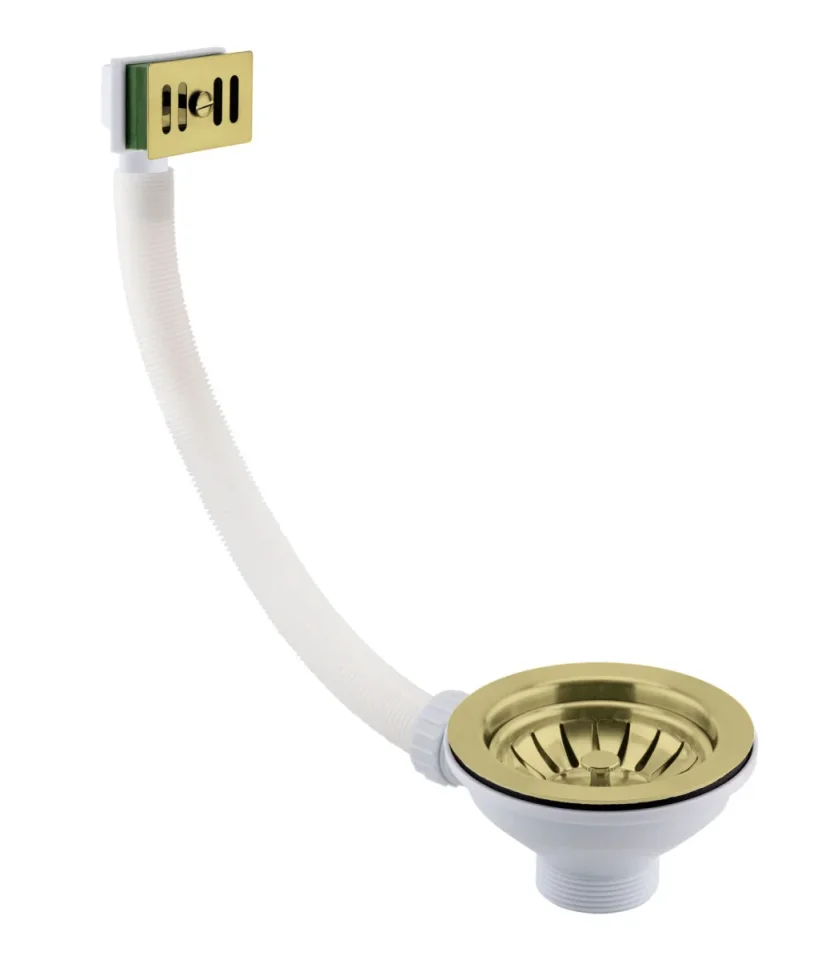 Just Taps Basket Strainer Waste Square Overflow Brushed Brass product image - Image 2