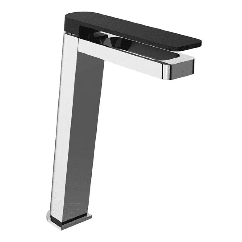 Just Taps Axel Single Lever Tall Basin Mixer Matt Black Handle Chrome product image - Image 2