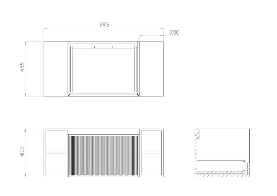 Saneux Monument 100cm Kit - 60cm 1 Drawer Wall Mounted Unit, 2 X 20cm Spacers & 100cm Countertop - Matte Sage detail view - Image 2