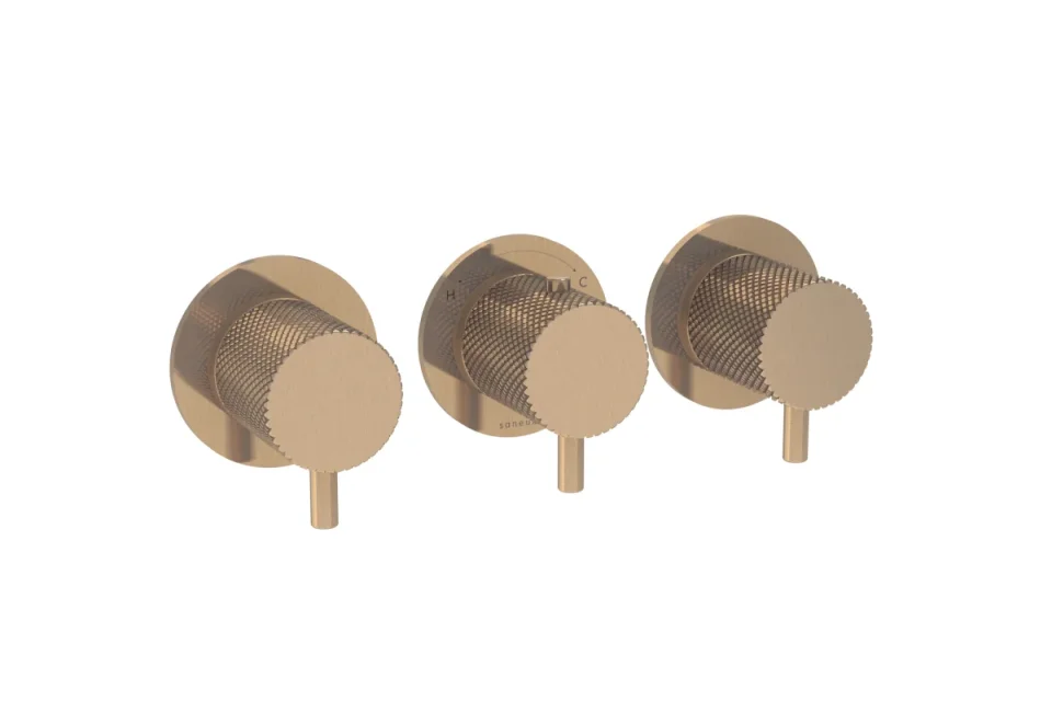 Saneux Cos Thermostatic Handle - Knurled - Brushed Bronze product image - Image 2