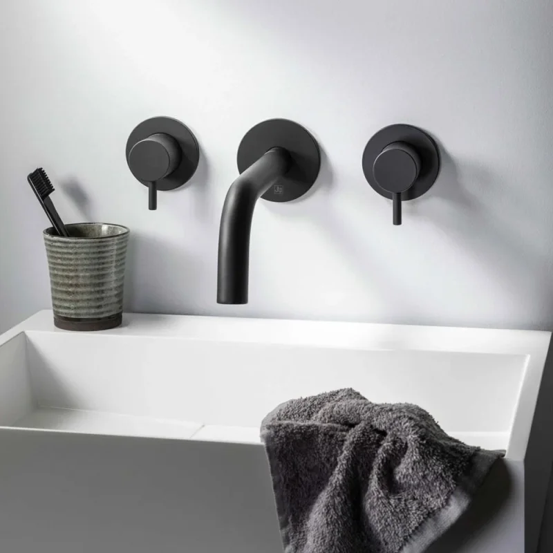 Just Taps Vos Basin/Bath Spout 150mm Matt Black detail view - Image 2