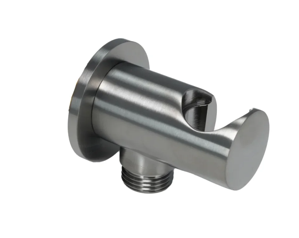 Just Taps Vos Water Outlet Elbow With Wall Support Brushed Black product image - Image 2