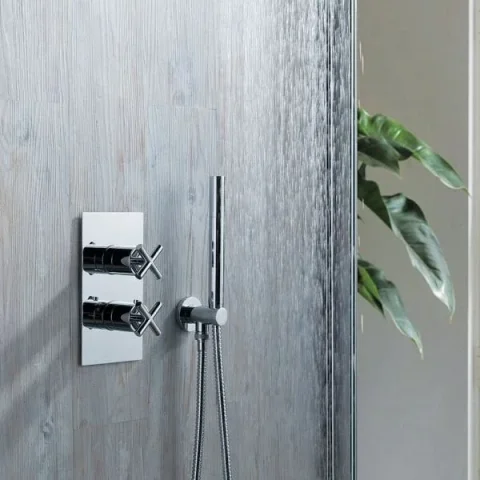 Just Taps Solex Thermostatic Concealed 3 Outlet Shower Valve Chrome detail view - Image 2