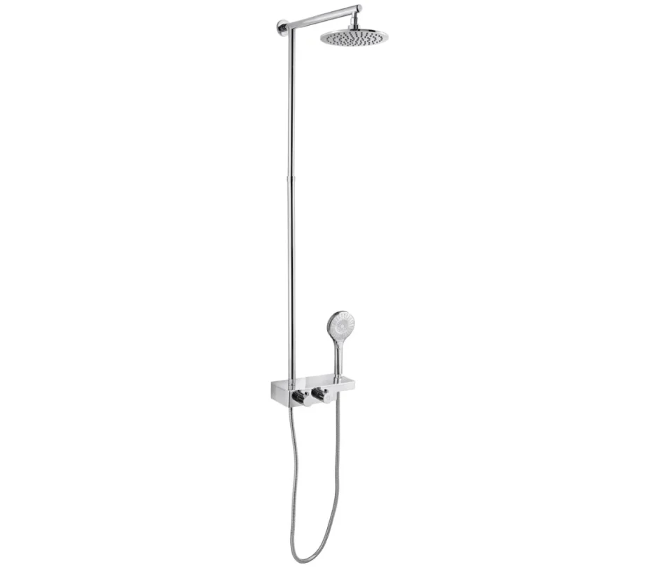 Just Taps Thermostatic Vertical Straight Shower Pole With Overhead Shower product image - Image 2